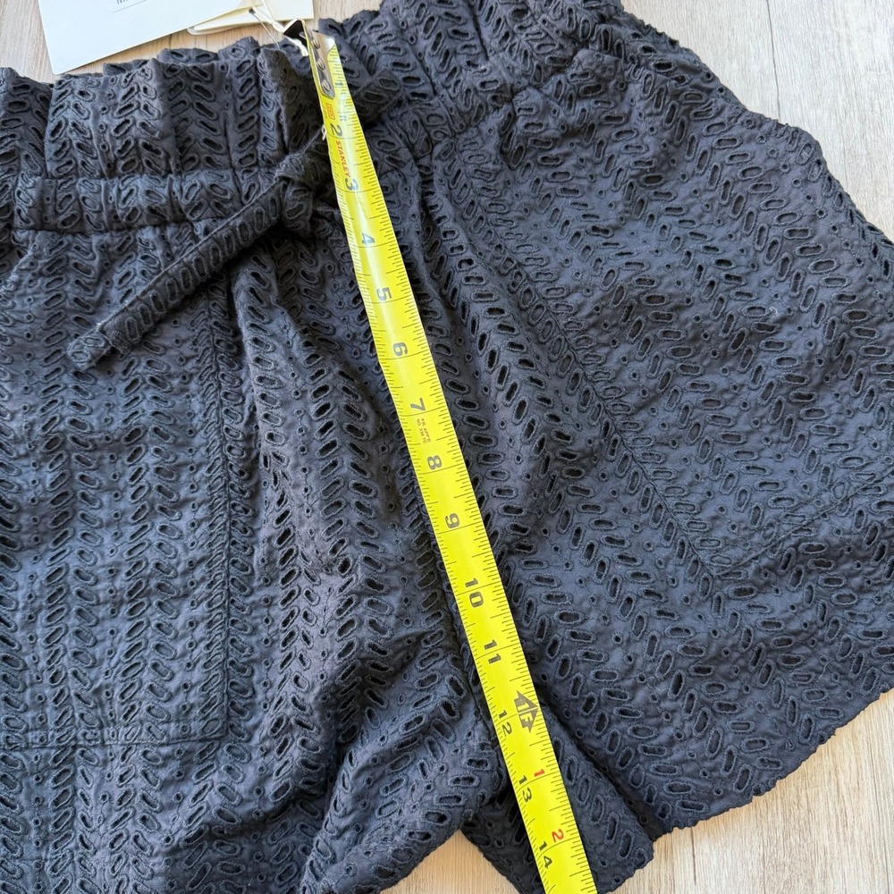 NWT A.L.C. Black Eyelet Paperbag Waist Shorts High Rise Drawstring Size 2 Chic - Picture 7 of 13